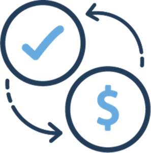 icon with dollar sign and checkmark cycle to convey payment plan through patient engagement platform