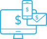 digital communications with money symbols conveying healthcare financing solutions will digitally engage patients